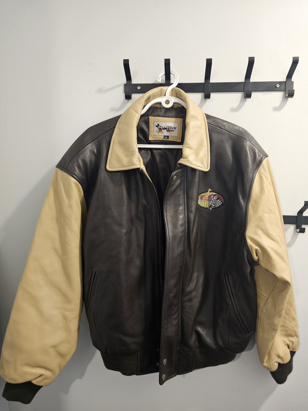 Disney's Animal Kingdom Lodge Leather Bomber Jacket VINTAGE